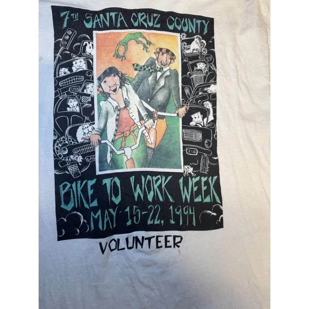 Vintage 90s Santa Cruz Bike  T  Shirt Bike‎ To Work Week Size M Single Stitch